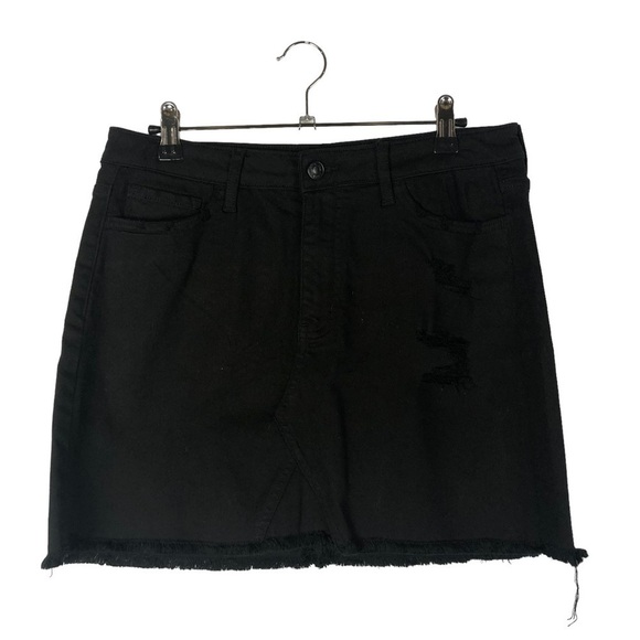 Vervet by Flying Monkey Black Distressed Denim Mini Skirt 28 - Picture 1 of 3